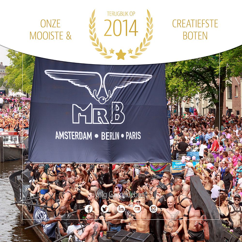 GaypridebootNL's tweet photo. Gayprideboot bestaat dit jaar 10 jaar🎈 We delen onze mooiste &amp; creatiefste boten met jullie. Dit keer een terugblik op 2014👀In opdracht van Mister B #terugblik #throwback #misterB #gayprideboot #buildingtolerance #10years #10yearsgpb #birthday #amsterdam #canalparade https://t.co/jnCovMAYA7
