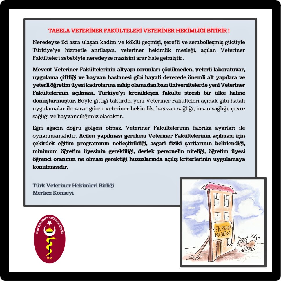 merkezkonseyi's tweet photo. Tabela Veteriner Fakülteleri Veteriner Hekimliği Bitirir!
(29 Kasım 2019- arşivden)

🔗https://t.co/YmUCsNkmce https://t.co/UkQmghtLN1