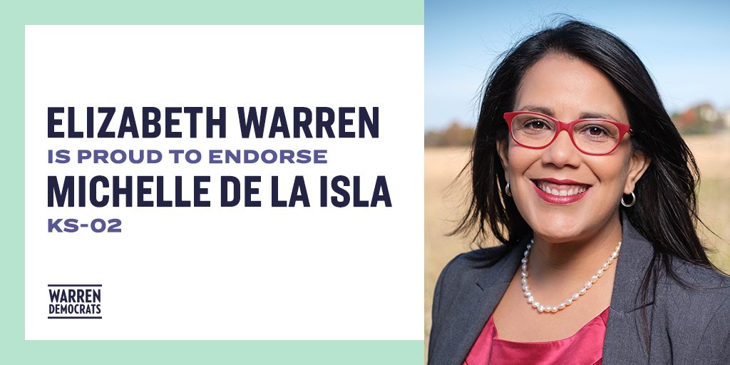 . @Michelle4Kansas is a fearless fighter who knows the value of standing up for working families. As mayor of Topeka, she has proven herself to be a public servant whose first priority is the people. I’m proud to endorse her to represent the people of KS-02 in Congress.