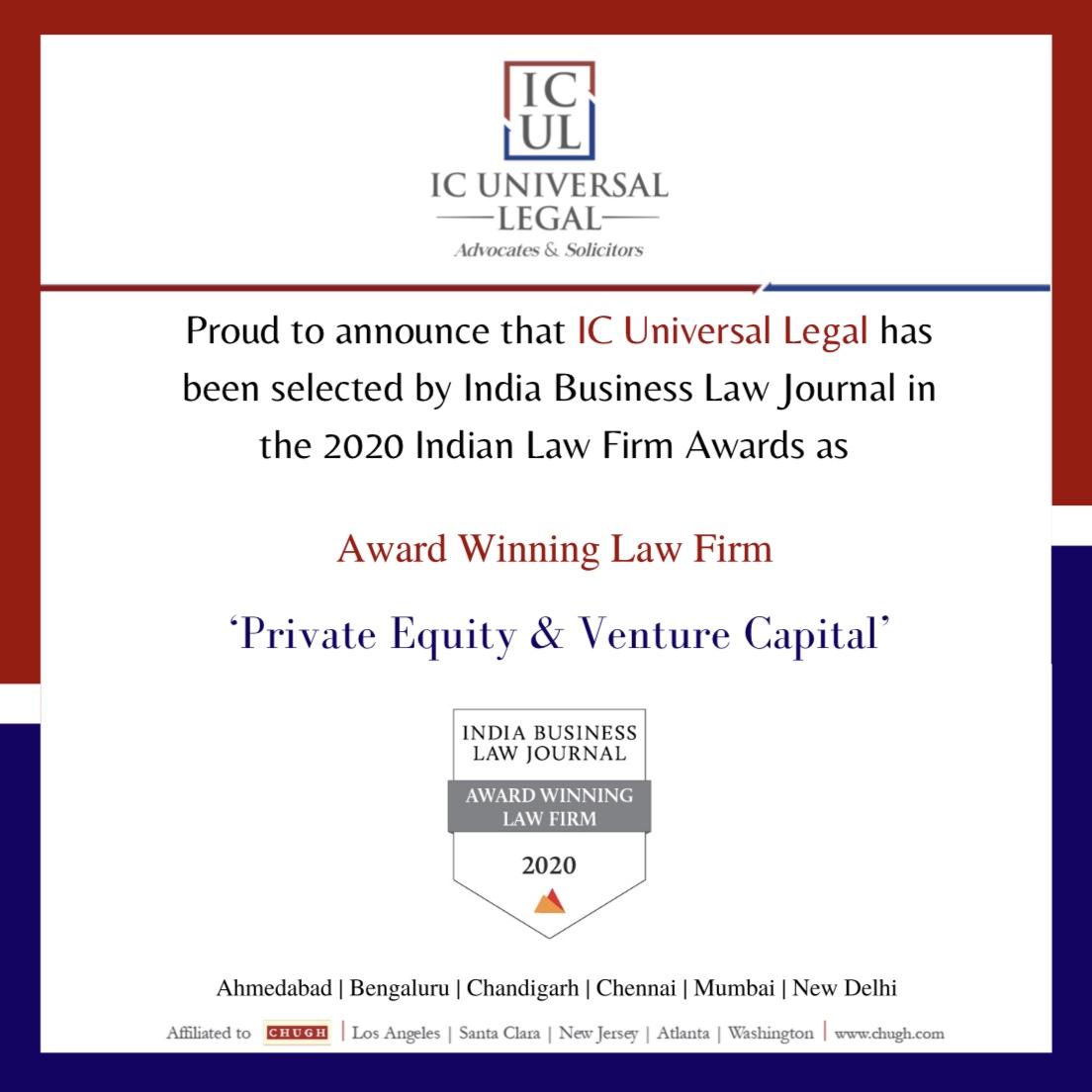 Award Winning Law Firm in Private Equity &amp; Venture Capital

#icullaw #vantageasia #lawfirmawards #privateequity #lawyersofinstagram #iblj #indiabusinesslawjournal #lawfirm #indianlawfirm