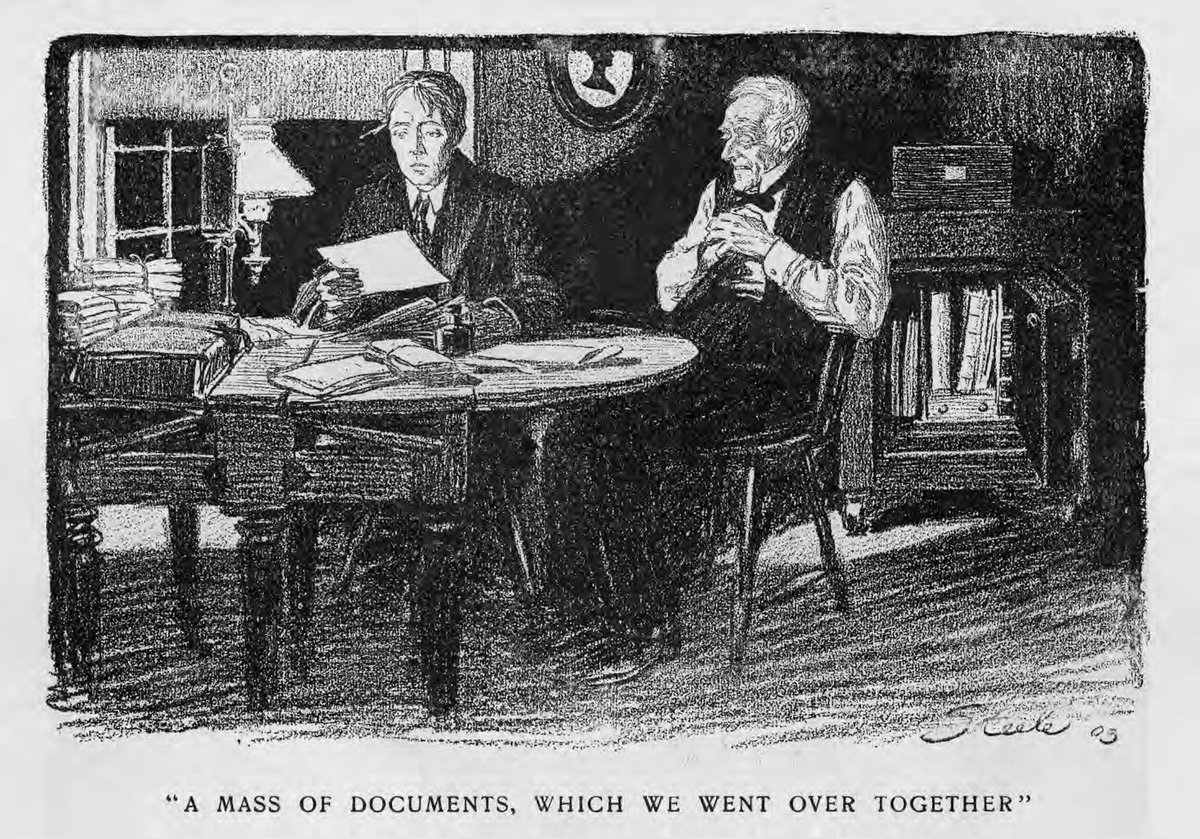 Given what we do  @SherlockUMN  @umnlib, we were particularly drawn to the caption of this Steele illustration for "The Norwood Builder" in Collier's Magazine, October 31, 1903. Archivists & curators *love* "a mass of documents." We look forward to more!  http://purl.umn.edu/122613 