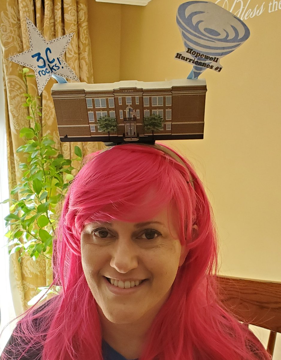 MrsMcGuire3C's tweet photo. Hats off to you @hopewelltps! (Or, should I say hats on?) This morning's staff meeting was a-"head" above the rest! https://t.co/FVMW5mkb6m