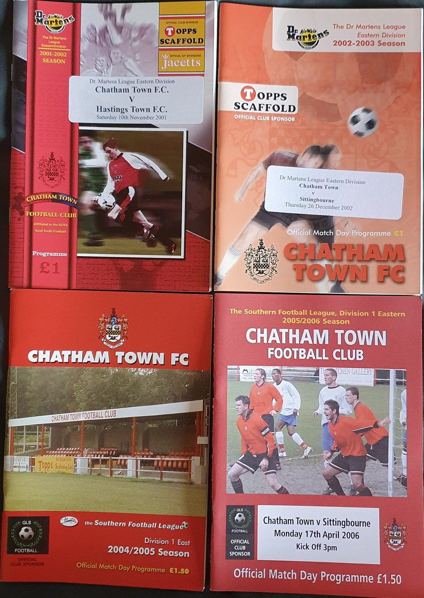 robtheobserver1's tweet photo. @NonLgeProgs @NonLeagueCrowd #CProgs @ChathamTownFC were one of the clubs I visited most frequently between 1998 and 2010 (only once since then in 2017). Here's a selection of their programmes plus the teams page from my first visit in 1998. https://t.co/rhvrJu9I6g