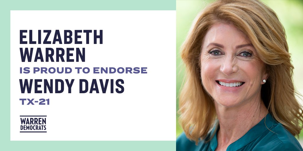 From her famous filibuster on the Texas Senate floor for women's reproductive freedoms to working on the expansion of funding for public education,  @WendyDavis has been fighting for working families for years—and I know she'll do the same in Congress. I'm proud to endorse her.