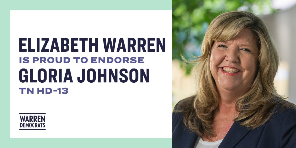 . @VoteGloriaJ knows firsthand the challenges that working families in Tennessee face. She will make sure no family goes broke paying for medical bills and will stand up to corrupt special interests. I'm proud to support her bid for re-election.