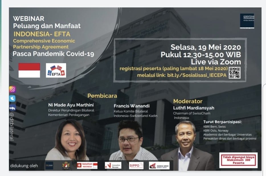 It was a good webinar today! Great turn out, good discussion and hopefully useful for the audience. Thank you team @DitBilateral and those who made this event possible! #Indonesia #EFTA #CEPA  #TradeAgreement #Covid19