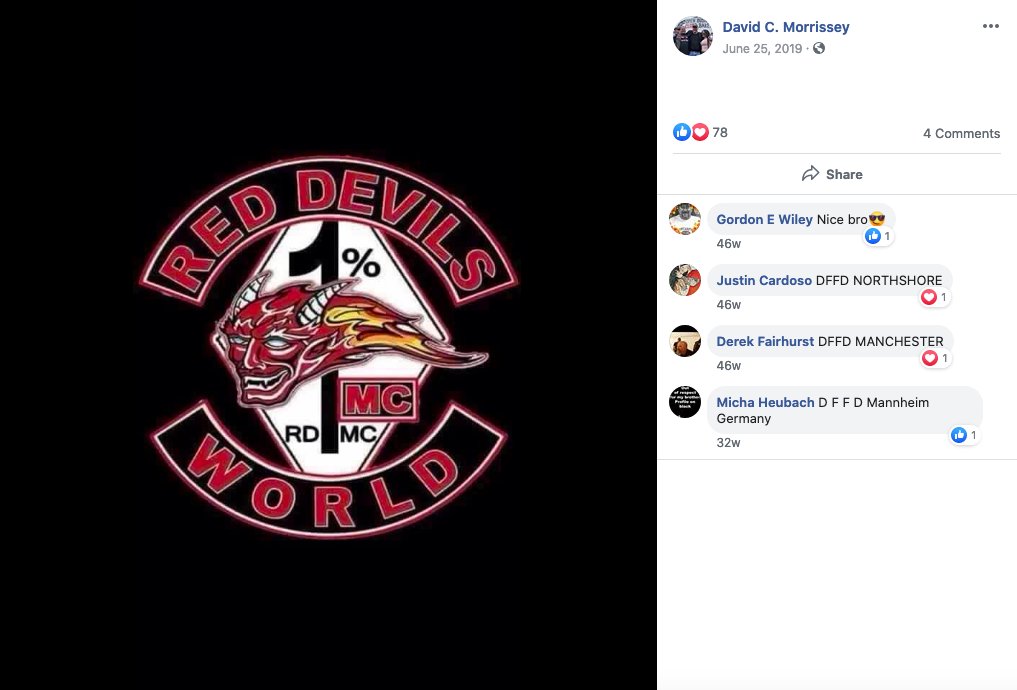 6/ The Red Devils are a 1% motorcycle club, meaning they engage in criminal actions.The terminology comes from a possibly apocryphal statement from the American Motorcyclists Association, stating that 99% of bikers are law-abiding citizens.