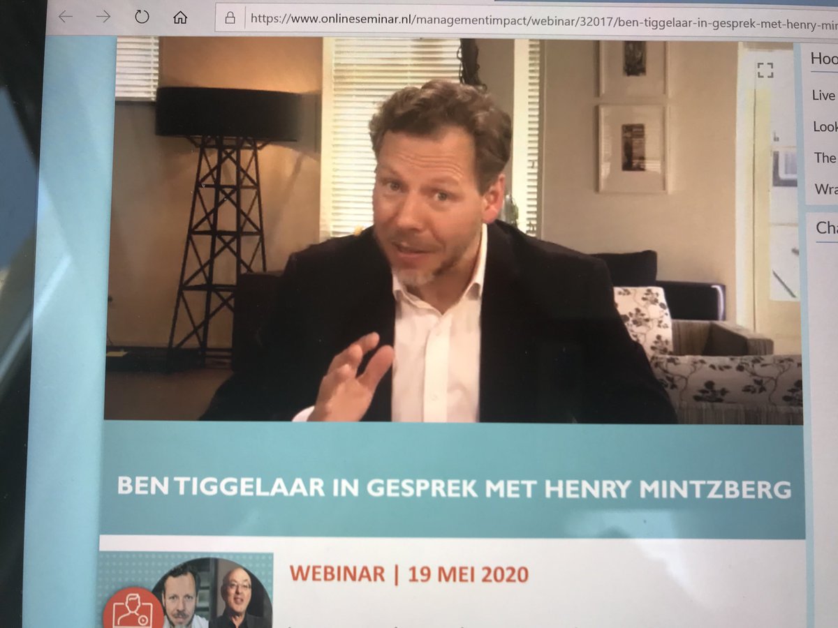 Wat gaaf om dit te volgen: #Tiggelaar in gesprek met icoon #Mintzberg.