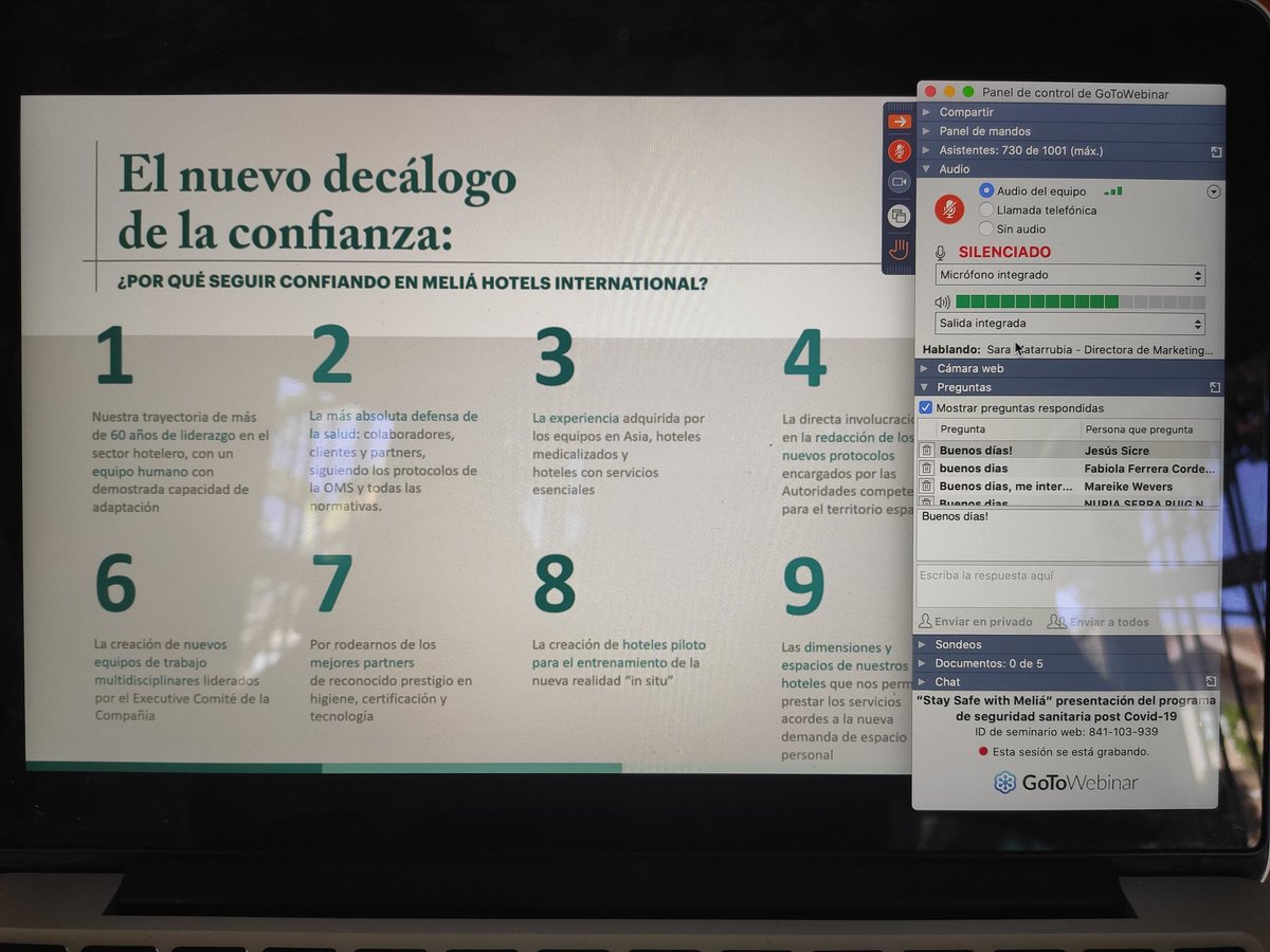 antoniomariscal's tweet photo. Excelente webinar hemos tenido hoy en @bookingfax para @MeliaHotelsInt agentes de viajes participantes con 158 preguntas a los ponentes. Enhorabuena al equipo de marketing de @MeliaHotelsInt y al mío propio. https://t.co/QoOJ1khpEs