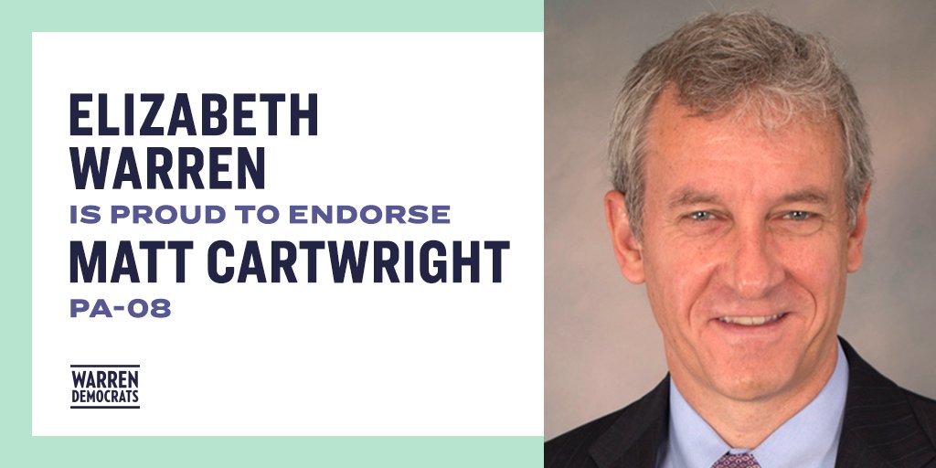 I’m proud to stand shoulder to shoulder with  @CartwrightPA in his run for re-election to Congress. We need leaders who are not afraid to fight for working families. Northeastern Pennsylvania needs an experienced, forward-thinking leader like Matt as their representative.