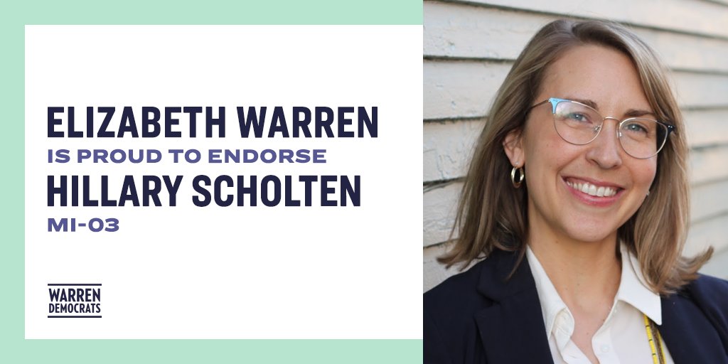 . @HillaryScholten knows what it means to stand up for what's right, even at personal cost. I know that she will lead from her values and make real and lasting change for the people of West Michigan. That’s why I’m proud to stand by her side in this fight.