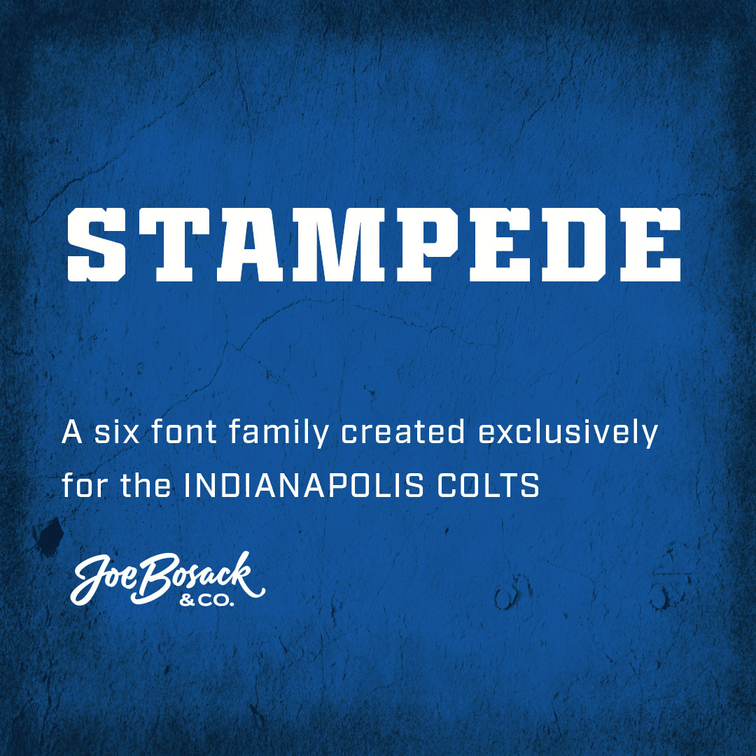 jbosack's tweet photo. Introducing STAMPEDE, a six font family created exclusively for the @Colts https://t.co/25sRqrNmZb