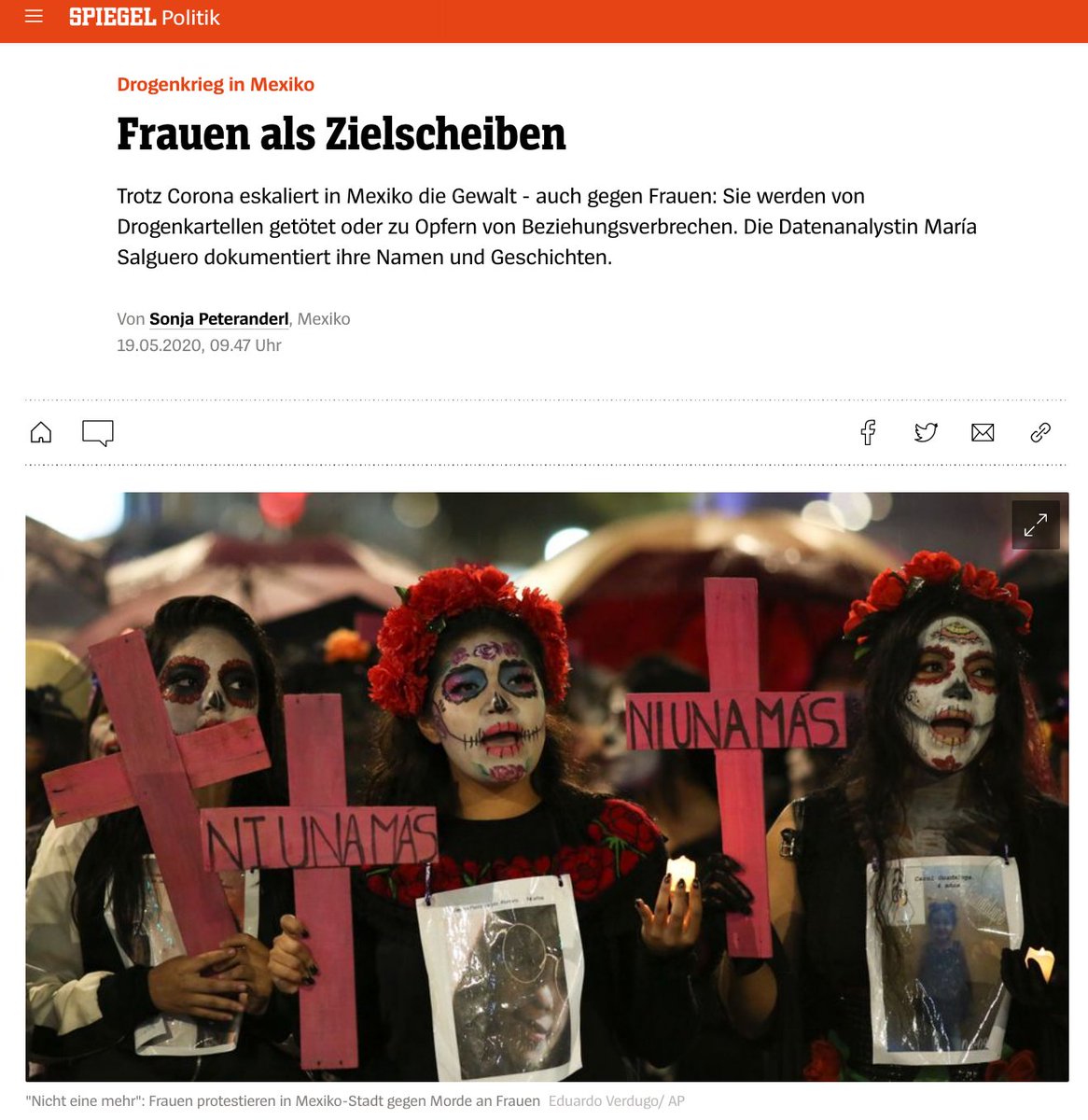 glocalreporting's tweet photo. Women as targets in #Mexico's #drugwar: Despite #Covid_19, violence continues to escalate, also against women. They are killed by #cartels or become victims of relationship crimes. My @derspiegel report about @msalguerb, who maps the murders https://t.co/8yrEeOZ3Ef #opencrime https://t.co/EIZLrPMnLT