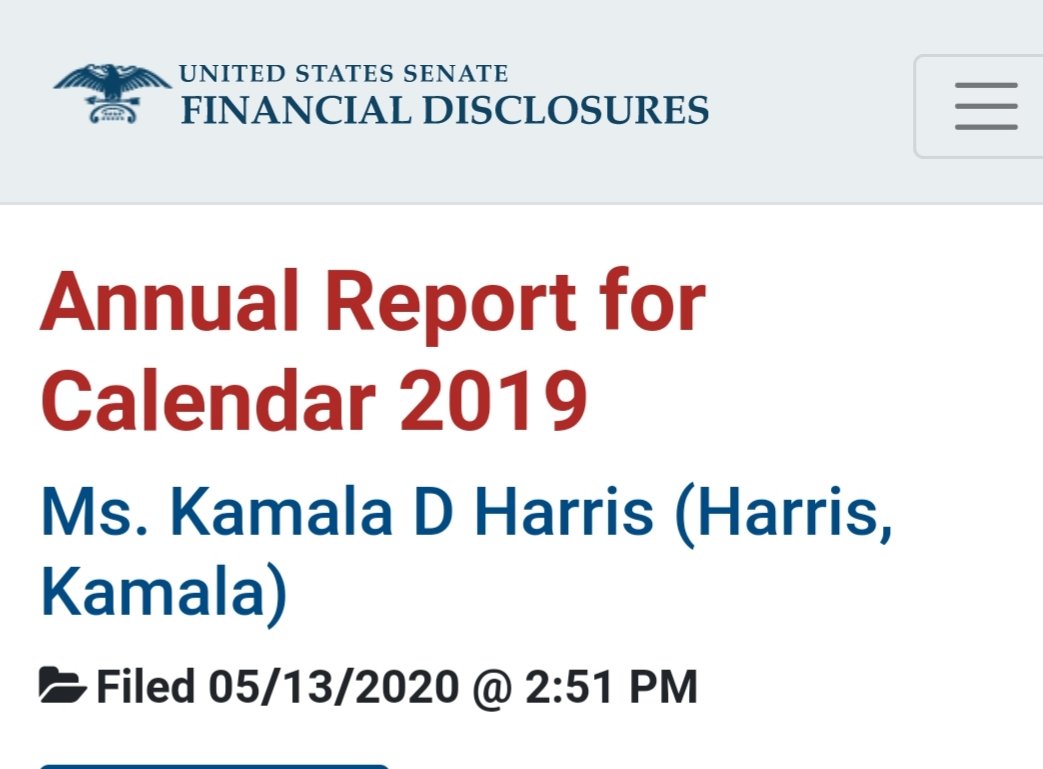 NEW:Kamala Harris' 2019 financial report has dropped.She reported over $270,000 in advance royalties from her book, "The Truths We Hold"—but the real juice is diving into where her millionaire lawyer husband, Doug Emhoff, parks his money.Let's take a look, shall we?