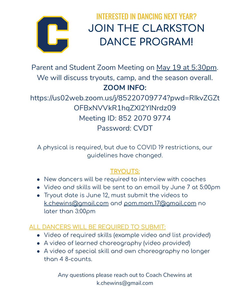 kchewins's tweet photo. Today is the day! Come check out the dance program tonight on zoom at 5:30! We can’t wait to meet you! https://t.co/22aEbOKIj2