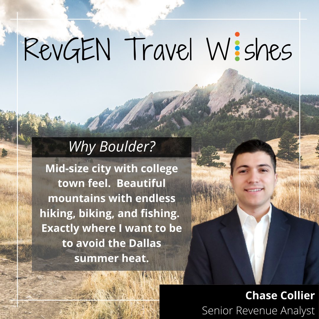 KriyaRevgen's tweet photo. This week on the RevGEN Travel Wishes series we asked Chase where he was headed as soon as travel returns, and he picked Boulder, CO!

Where are you headed when COVID-19 is behind us? https://t.co/lc3rUUxTKH