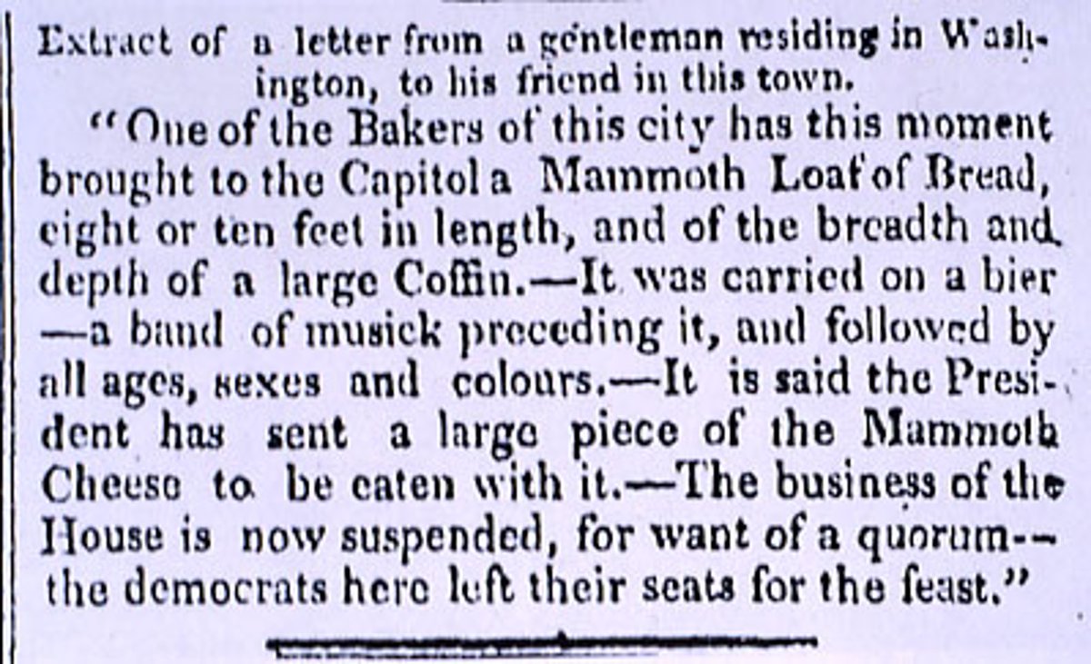 When Peale opened his “Mammoth Room,” 1802 became the year of the mammoth: there was a mammoth cheese, accompanied by a mammoth loaf of bread and a 9-lb. pickled beet, presented to Jefferson, the “mammoth chief.”  #nancysiegel  @NancySiegel 3/5