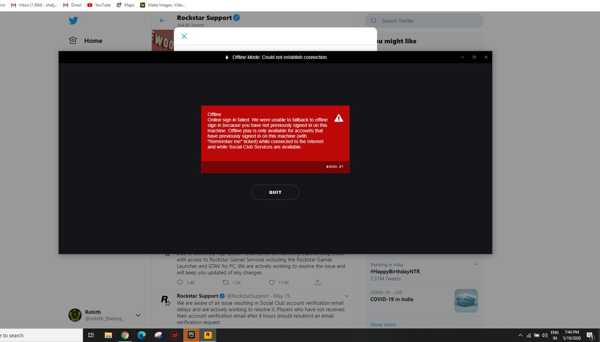 rohith_Shenoy_'s tweet photo. @RockstarSupport it is not working https://t.co/yEweAfliC3