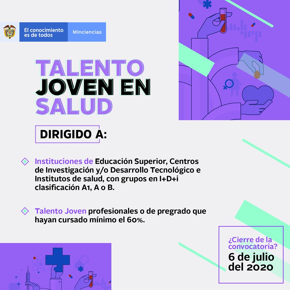 #ComunidadUIS Abierta Convocatoria para el fortalecimiento de proyectos en ejecución de CTEI en ciencias de la salud con talento joven e impacto regional -> ow.ly/ChCj50zJKt0