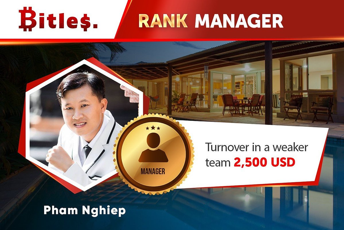 BitlesCrypto's tweet photo. Dear Pham Nghiep from Vietnam,
Congratulations on achieving a new career rank – MANAGER! 🏆🎉🌺
Soon you will receive your first reward: 500 USD 💸💰💸
Thanks for your dedication and active promotion of BITLES in the cryptocurrency market! 🚀 https://t.co/UJzaIC8zc4