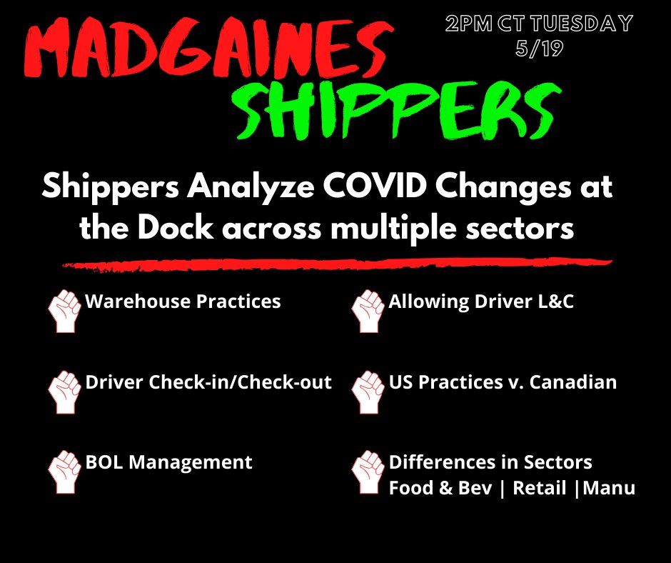 FreightProblems's tweet photo. Today 2pm CT: MadGaines Shippers Analyze COVID Warehouse Management Best Practices - https://t.co/2Rr3RmDiKX https://t.co/2oS9ehQA4O