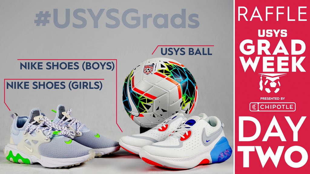 USYouthSoccer's tweet photo. Who wants a new pair of Nikes? Enter today’s raffle! https://t.co/m5QsWtBVa7 #USYSGrads https://t.co/iM0HR2yo4N