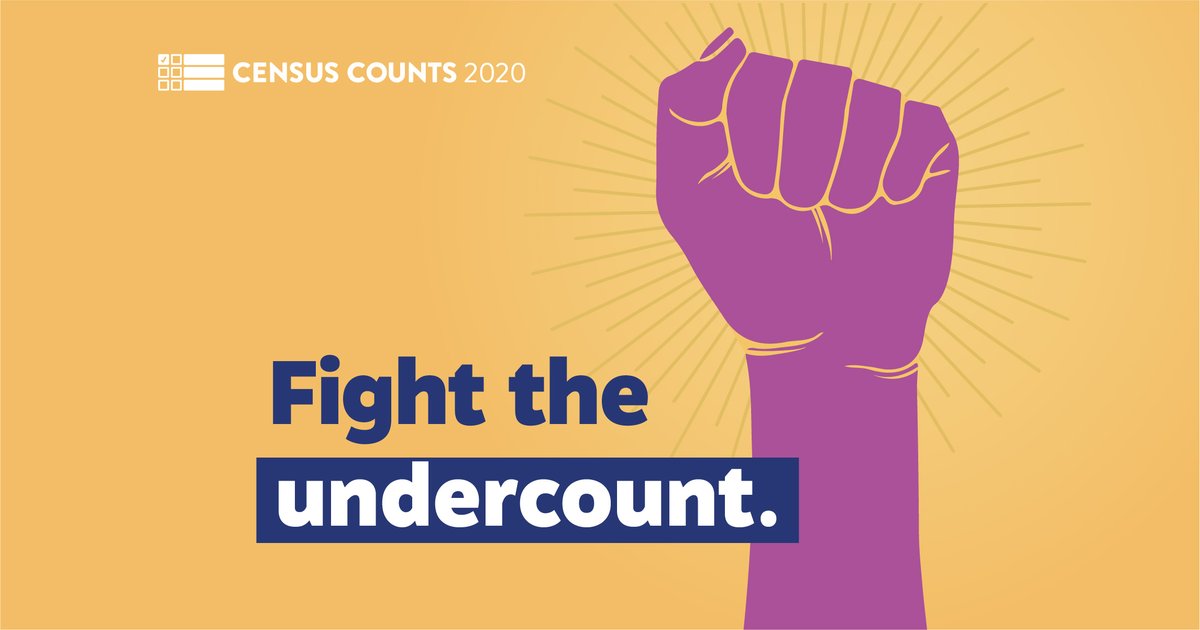 Graphic says "Fight the undercount" and shows a large illustration of a fist being raised.