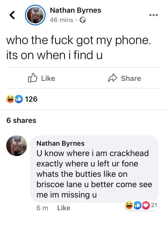 UKNoContext's tweet photo. some bloke got caught trying to rob a van last night and left his phone and driver’s license on the passenger seat and the van owner has only gone and hacked his facebook hahahaha https://t.co/QcLgvdny4O