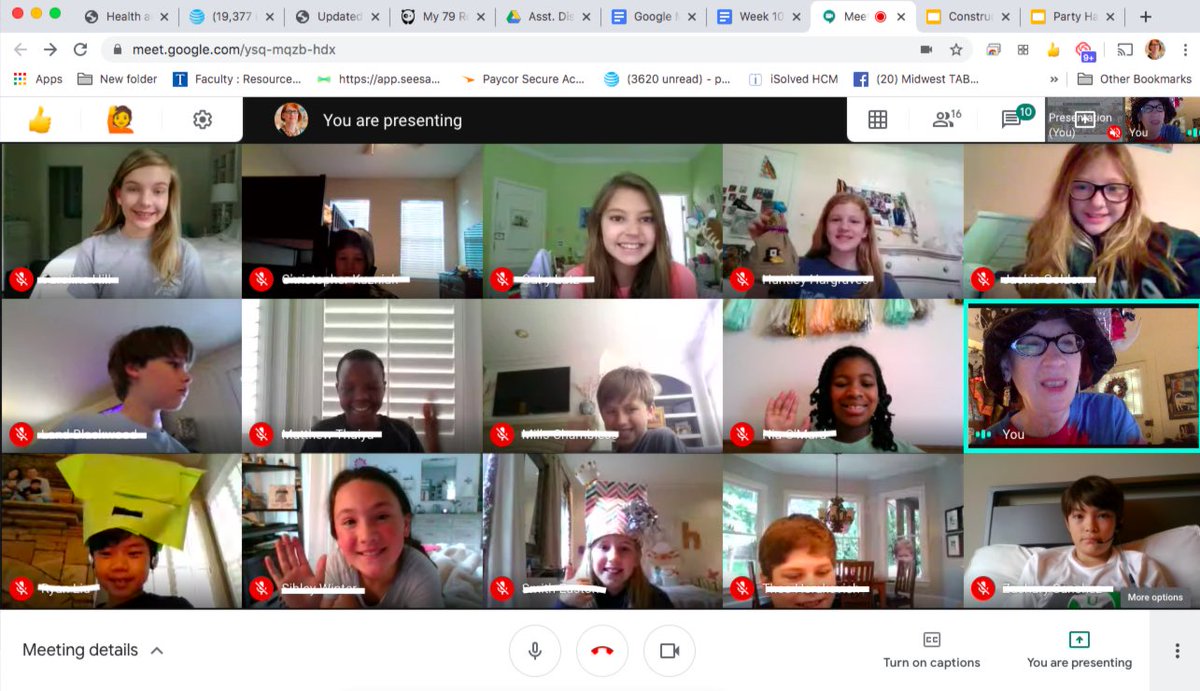 Celebrating our last week of school! A few 5th Graders made a party hat for our synchronous art meeting today! Can you find them? They completed the “Party Hat Challenge!” #trinitylearns ⁦<a href="/auntpatville/">Pat Kerner</a>⁩