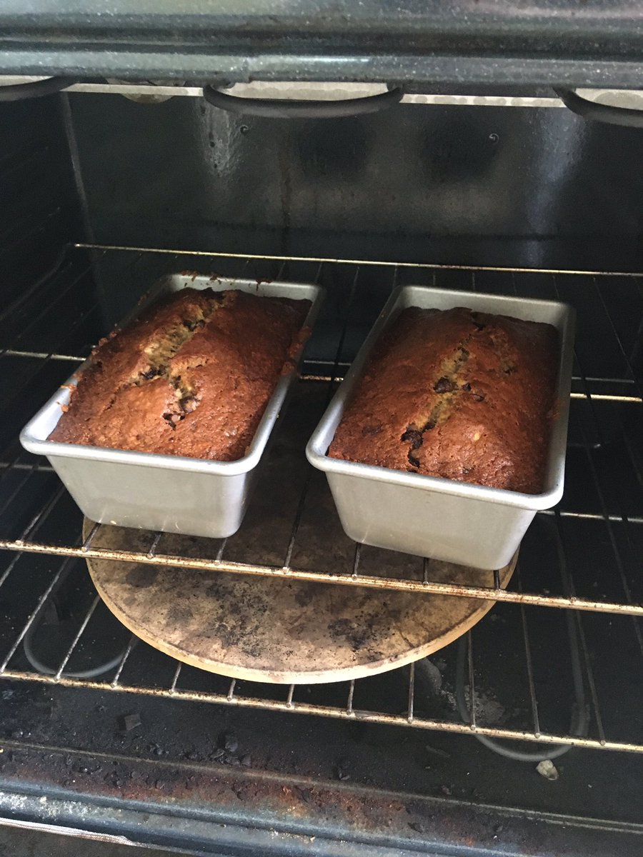 I messed up my banana bread recipe singing “Non-Stop.” I had to double it to save it. As I was putting my original loaf in, it felt dense and I double checked my work. Turns out I had cut everything in 1/2 except the flour. It all went back in the mixer! Now we have 2 loaves!