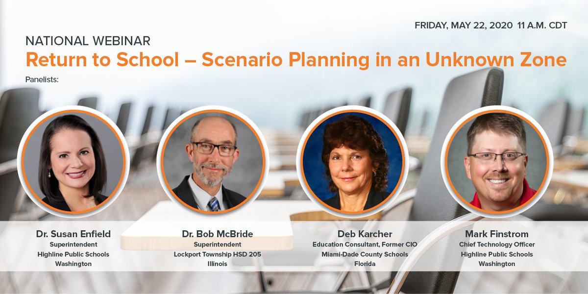 Forecast5's tweet photo. Webinar: "Return to School – Scenario Planning in an Unknown Zone," 5/22 at 11AM CDT. Join 500+ registered administrators from across the US to discuss how districts are preparing for the next 120 days, addressing online student learning, &amp; more. Register: https://t.co/3C8dNHpQti https://t.co/ASK7SWcUfM
