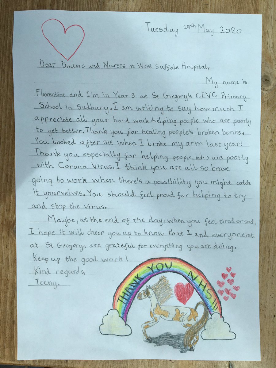 florentine_in's tweet photo. My daily activity today was to write a thank you letter for the doctors and nurses at West Suffolk Hospital. I cycled down to the post box to post it just now. I heard the cuckoo and saw wild rabbits on the golf course. Feeling good this evening🐎👱🏻‍♀️🌈😎💖💥@StGregoryCEVCP you ok? https://t.co/al3f3RQouE