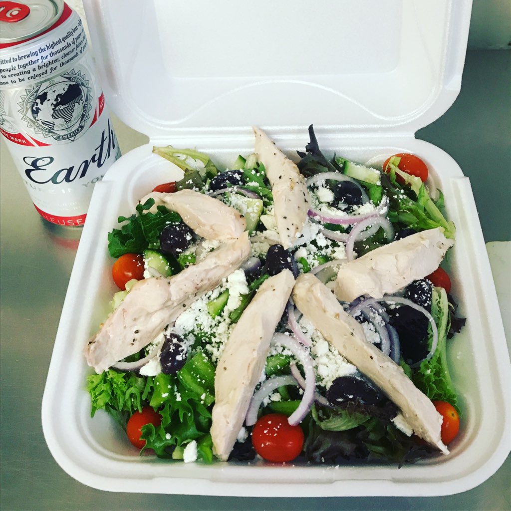 WinksEatery's tweet photo. TAKE OUT AND DELIVERY 4pm-9pm. A nice fresh Greek Chicken Salad for tonights feature. Don’t forget to order your food and drinks for Rock and Roll Bingo with @brandoneedy tonight. BEER/LIQUOR/WINE 519-936-5079 or https://t.co/dZJ9iPf1JU. Delivery use Skip or Uber. #londonontario https://t.co/J8Wmo17Z49