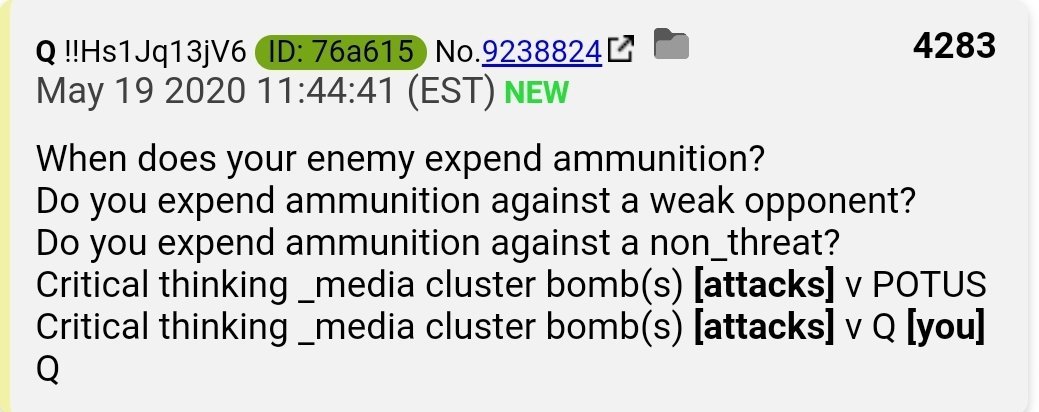 4.  #QAnon Enemies expend ammo when they feel most threatened.  #Q