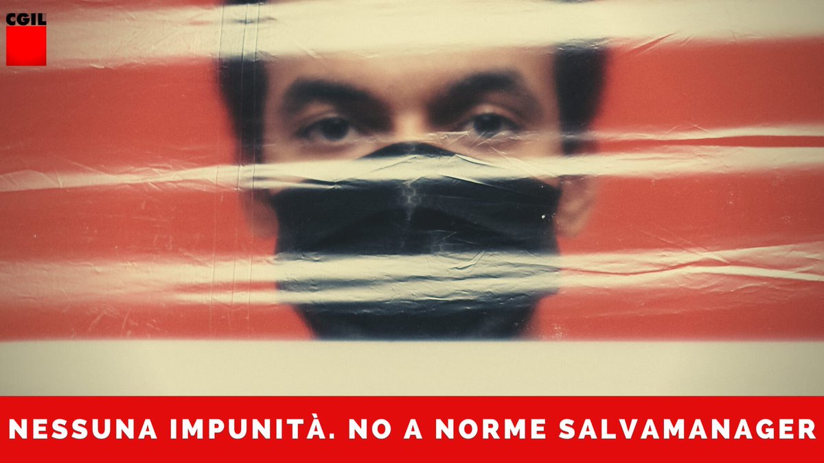 Nessuna impunità ai datori di lavoro per contagi Covid. 
No a norme salvamanager. 
Se alcune imprese non applicano le norme, non tutelando così i lavoratori, non possono farla franca bit.ly/3cYwmpn