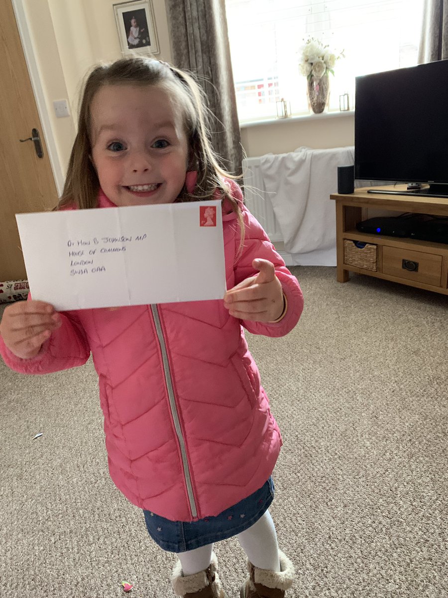 Jess_Jackson94's tweet photo. @BorisJohnson  this is my 3 year old little girl, who was so excited to post a letter to you today! She’s desperate to see her nana and grandad and knows your in charge of saying when she can, so this is what her letter is about, asking when she can cuddle her nana and grandad! https://t.co/USqnEvXjRo