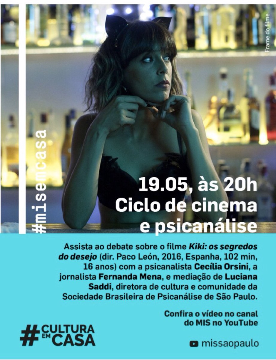 SBPSP's tweet photo. Hoje, às 20 h, acontece debate sobre o filme “Kiki – Os segredos do desejo”. Convidados Cecilia Orsini (SBPSP) e a jornalista Fernanda Mena (Folha de S. Paulo) e mediação de Luciana Saddi (SBPSP), no canal do YouTube do MIS. Assista em: https://t.co/1LozMOrdTO. #sbp_sp #mis_sp https://t.co/Ji88Vk8ocH