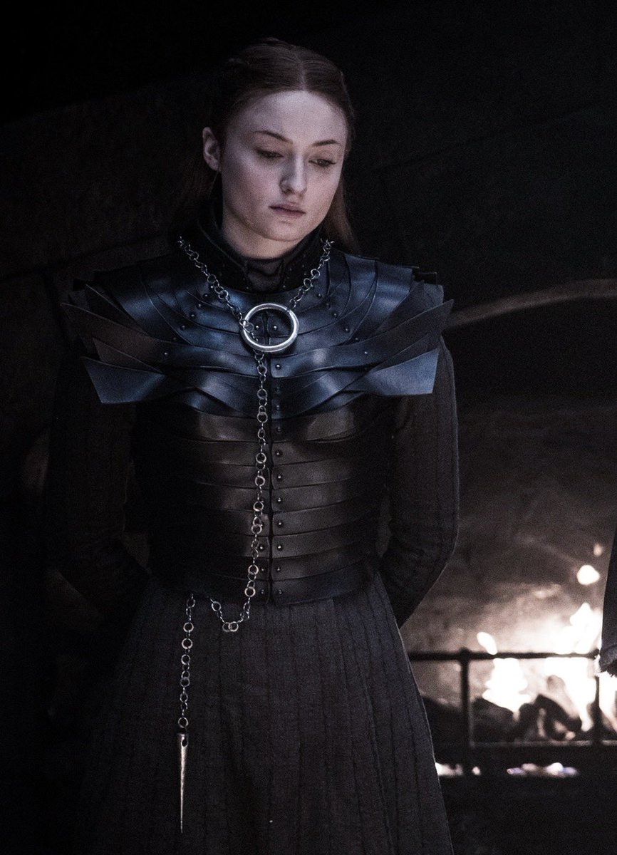 Attached to the bodice there is a chain with a needle at the end of it. Sansa had been wearing that style of jewelry since season 4