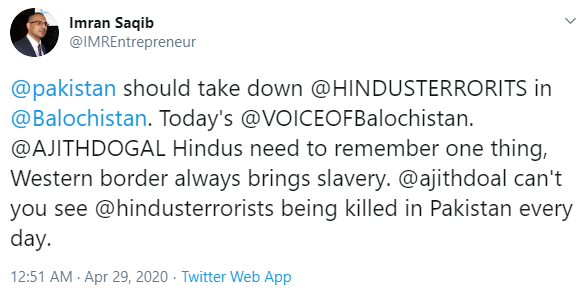 Imran Saqib, living in Feltham, England, and "CEO" of Magic Mayo ( http://www.magicmayo.com ), has celebrated the killing of Hindus in Pakistan and called Hindus 'terrorists' and 'slaves'.  #HateSpeech  #Hinduphobia  @metpoliceuk  @MPSFelthamWest  @FelthamToday (1)