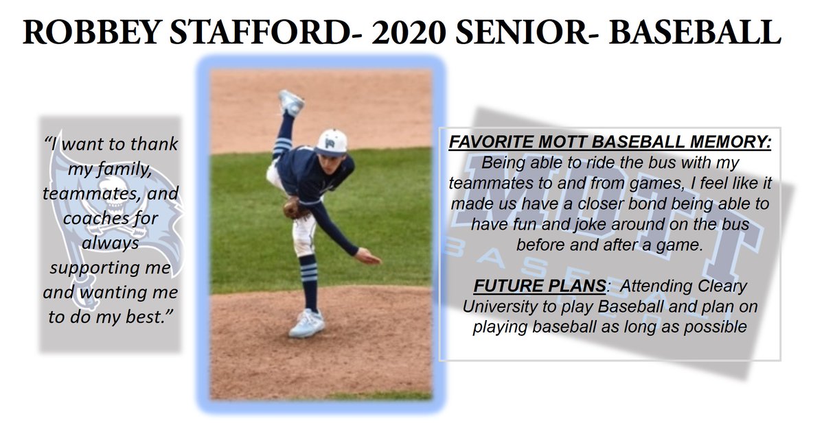 Waterford Athletics (@wsdathletics) on Twitter photo 🎓SENIOR RECOGNITION🎓! Thank you to <a href="/WM_CorsairsBSB/">Corsairs Baseball</a> student-athlete, Robbey Stafford! Thank you for your past 4 years of dedication to Mott Baseball, and best of luck at Cleary in both Baseball and Academics! <a href="/WSDNews/">Waterford Schools</a> <a href="/WaterfordMott/">Waterford Mott</a> 🎓SENIOR RECOGNITION🎓! Thank you to <a href="/WM_CorsairsBSB/">Corsairs Baseball</a> student-athlete, Robbey Stafford! Thank you for your past 4 years of dedication to Mott Baseball, and best of luck at Cleary in both Baseball and Academics! <a href="/WSDNews/">Waterford Schools</a> <a href="/WaterfordMott/">Waterford Mott</a>