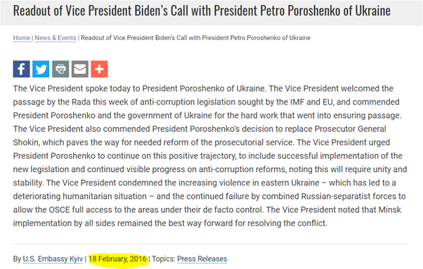 7/ the above video is from Feb 18, 2020. This is also the confirmed date of a critical call between Biden and Poroshenko in heat of campaign to fire Shokin, the prosecutor who was investigating Burisma  https://ua.usembassy.gov/readout-vice-president-bidens-call-president-petro-poroshenko-ukraine-021816/