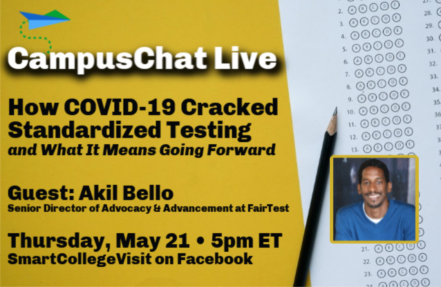 collegevisit's tweet photo. CampusChat Live this Thursday with @akilbello from @FairTestOffice ... Have you put it on your calendar? Ohhhh you should if you're thinking about #collegeadmissions and current events. #aptests2020 https://t.co/L70tw4CrEY https://t.co/Ezvg2QFtXq