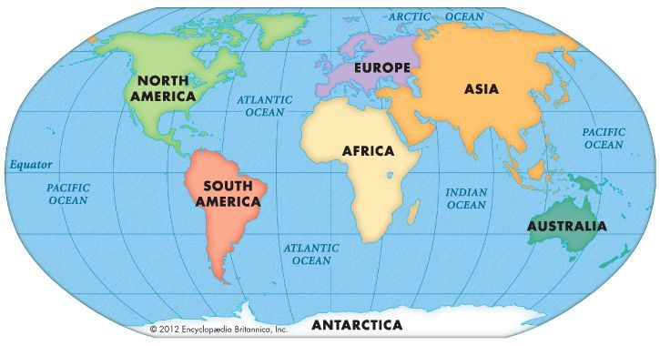 Mapas da América do Sul e Norte, Europa, EUA, Ásia