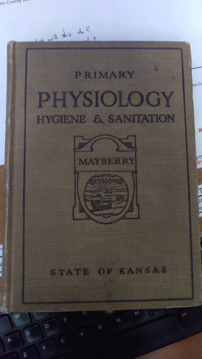 RenoCoMuseum's tweet photo. Artifact of the Day!

Donated by Olin Mohr, this Physiology Hygiene and Sanitation book was for Kansas Primary schools, roughly ages 4 to 11. It was published in 1917 and has some really great illustrations! https://t.co/8QlUCyaFUq