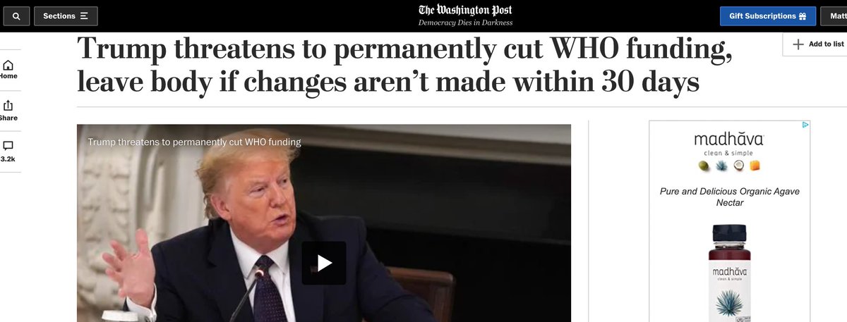 Deeper dive into Trump's  @WHO letter... Big threat, but clearly without intent for actual reform. Let's all be clear: this is a political tool aimed primarily at a US domestic audience. Does not mean it's not damaging & disruptive. Inaccuracies abound... 