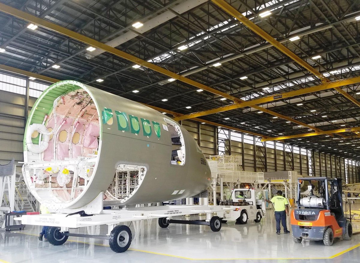 Ryan Ewing's tweet - "Airbus has started A220 production at its ...