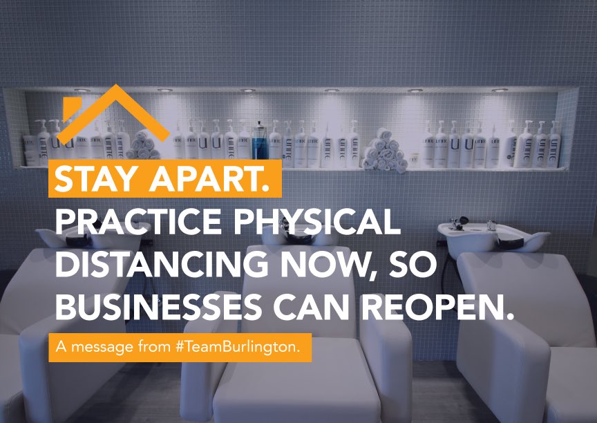 As we begin to reopen the province, #TeamBurlington is reminding you to continue practicing physical distancing so all are safe and we continue to keep that curve down.

bit.ly/TeamBurlington

#StayApart #BurlOn