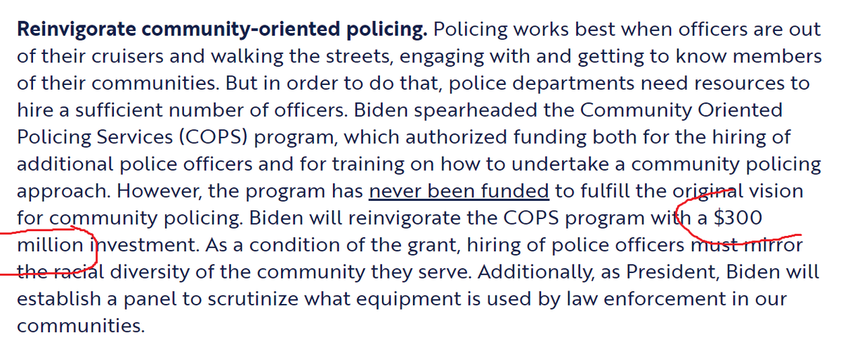 I also wonder if there was any coordination between Joe Biden team and House Democrats on this bill. Coincidence that Biden distressingly has also called for $300 Million to "reinvigorate" the COPS program? Hopefully Biden also reverses himself on this.