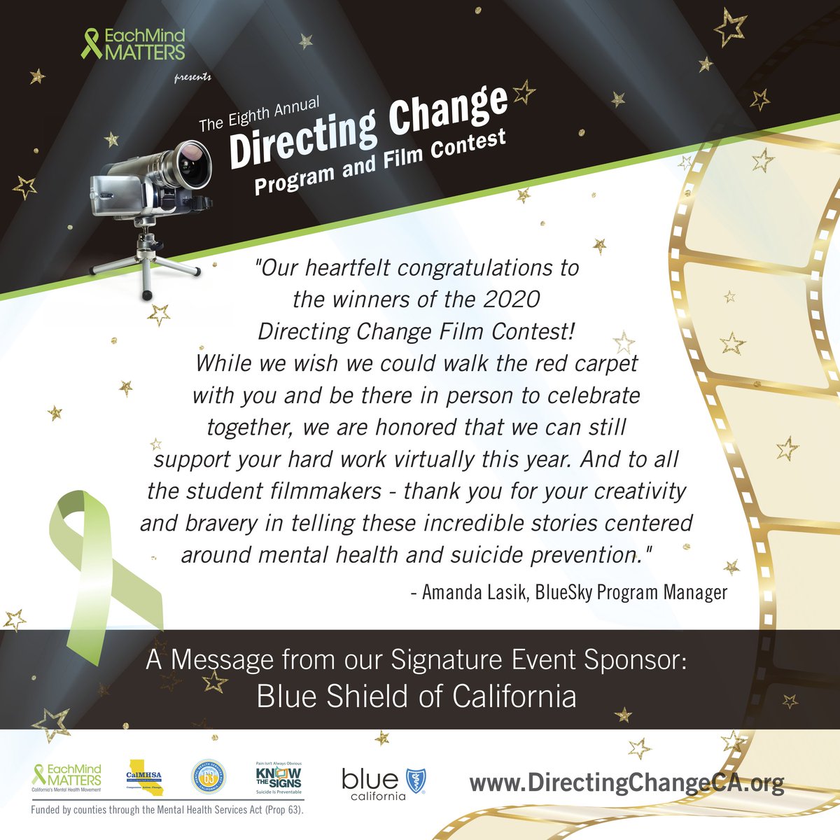 YouthCC_Org's tweet photo. Directing Change would like to thank our generous sponsor, Blue Shield of California, for making this year’s Award Ceremony happen. We are so grateful for your support! Their BlueSky Program Manager Amanda Lasik had some words to share with our winners
@BlueShieldCA #blueshieldca https://t.co/cjAr9kivvT