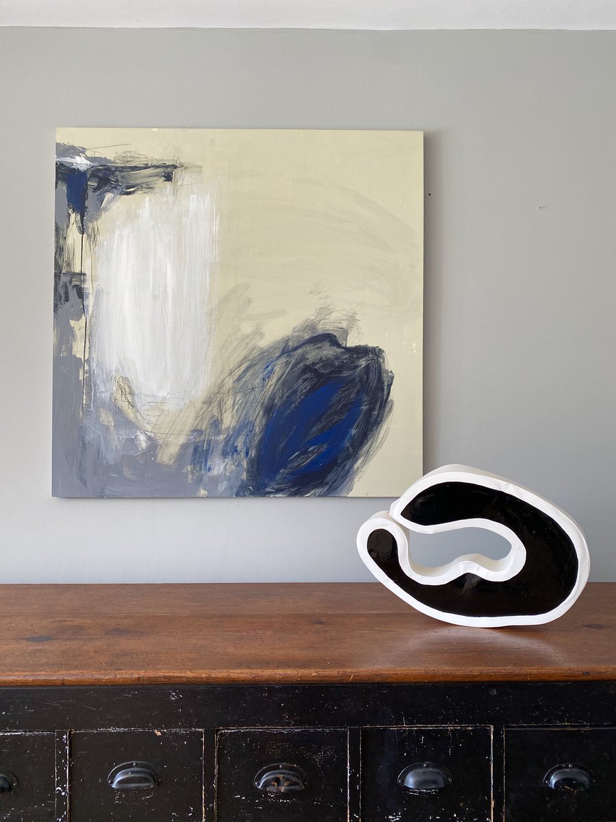 CavalieroFinn's tweet photo. One of several paintings by abstract painter Angela Charles that would have featured in our Dulwich Festival show, Green and Pleasant Land. This is called On the Edge. One might say its aptly named for the times we live in. Shown here with sculpture by Sandra James https://t.co/ldE4DqYu2O